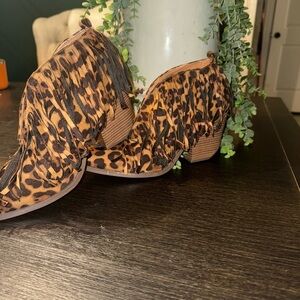 BEAST FASHION Animal Print Fringe Ankle Boots